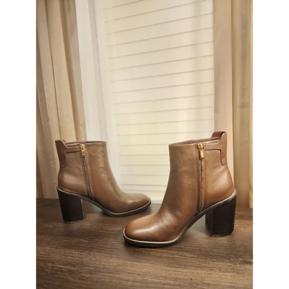 Franco Sarto Rivet LEATHER Buckle Ridding Boots Booties SZ 9.5 M Umber Brown - Picture 12 of 16